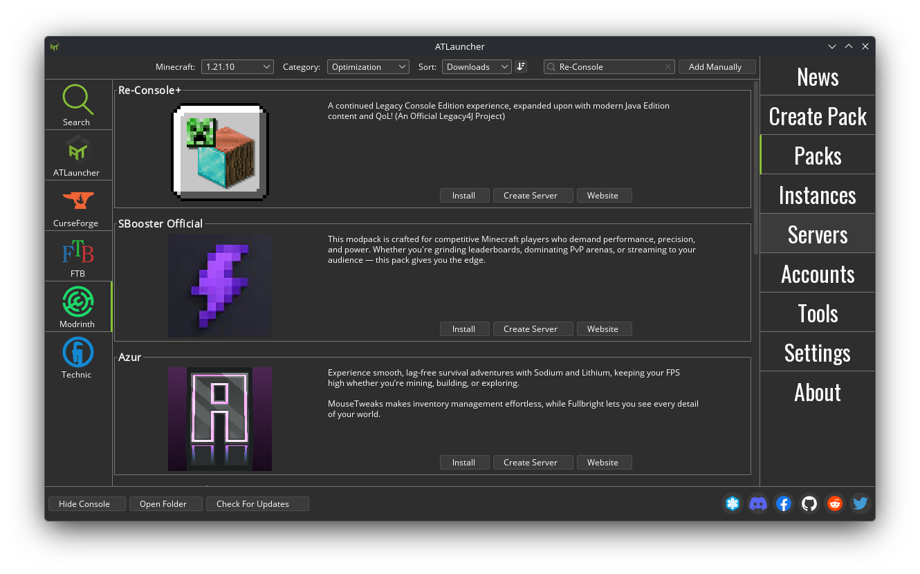 ATLauncher Screenshot